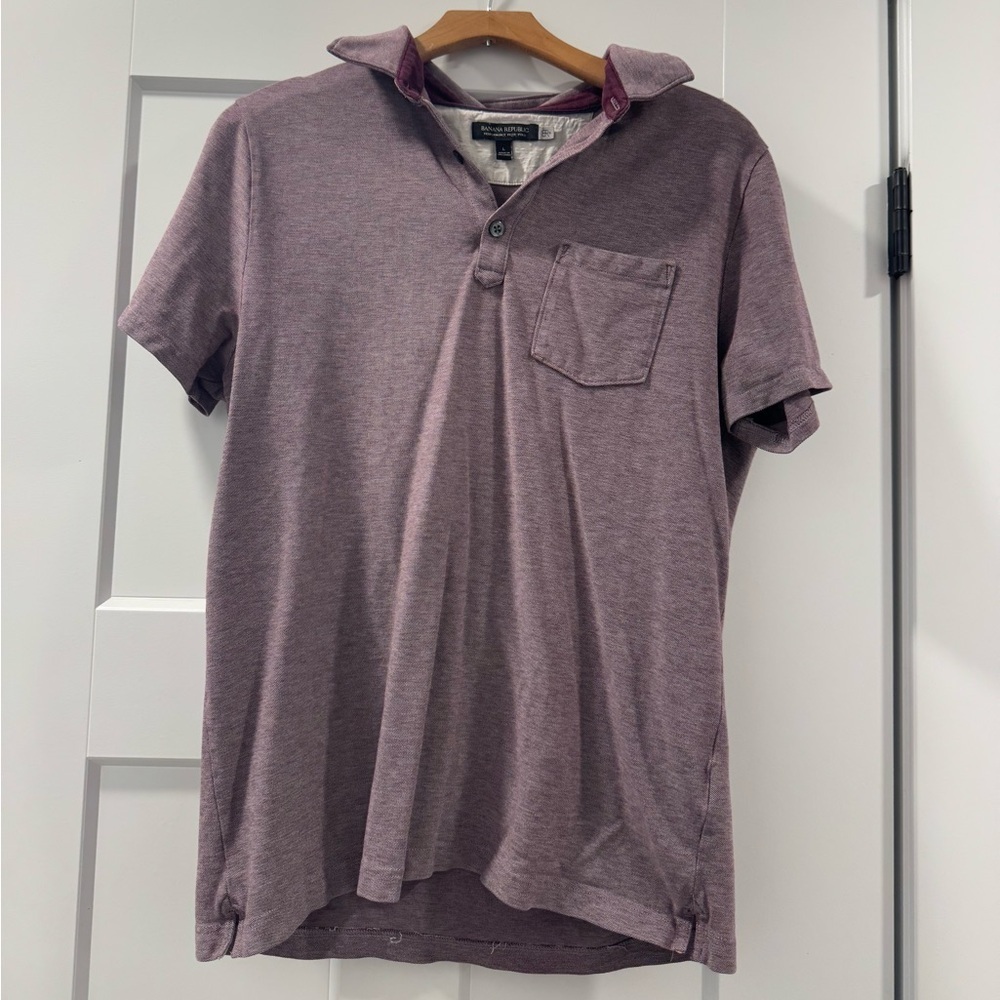 Banana republic burgundy performance pique polo